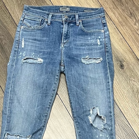 Agolde Sophie Raw Hem High Rise Crop Skinny Jeans in Hyper Blue 25 #A018D-843 - Picture 12 of 12